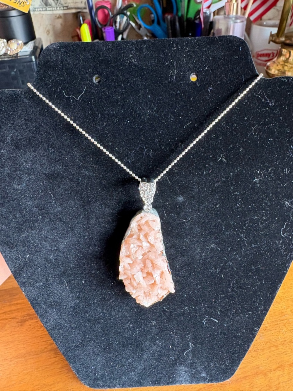Pink Apophyllite Pendant Necklace - Women Jewelry- AS IS - Picture 4 of 6